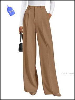 Wide Leg High Waisted Dress Pants for Work Business Casual Trousers